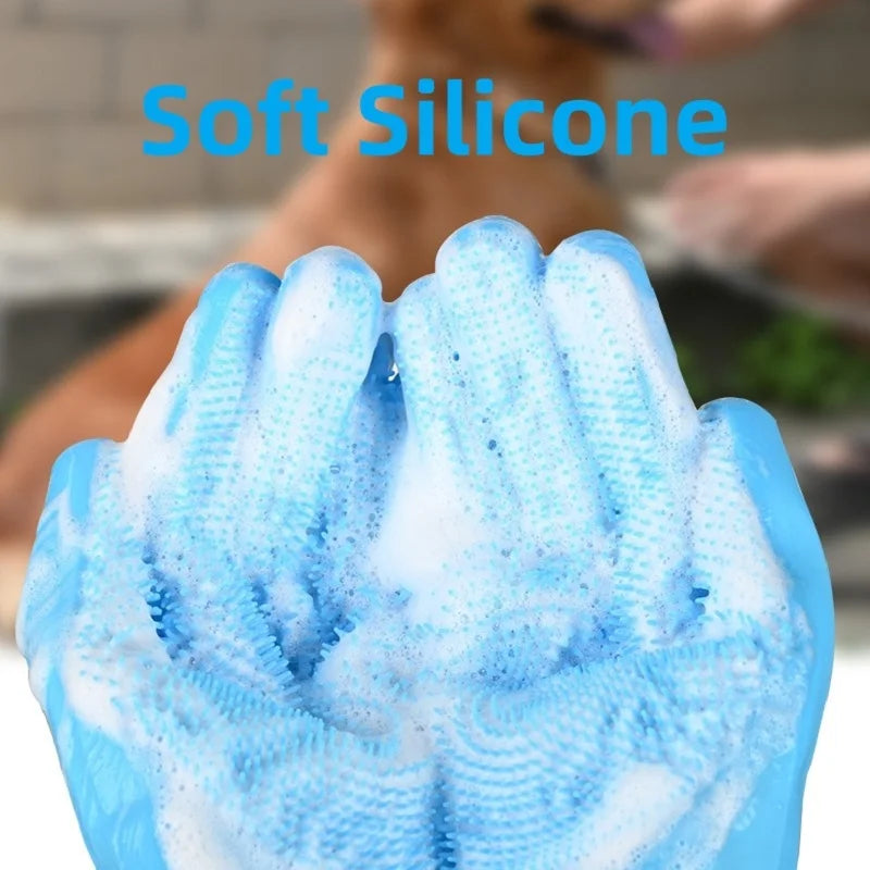 Pet Grooming Cleaning Gloves Dog Cat Bathing Glove Indirect Shampoo Gel Scrubber Clean Soft Silicone Glove Hand Skin Protection