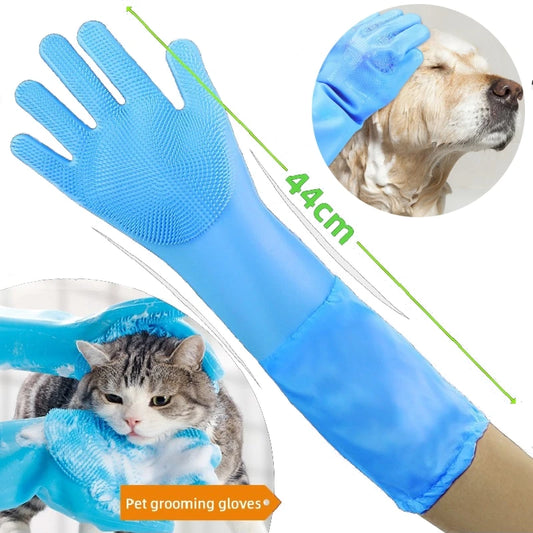 Pet Grooming Cleaning Gloves Dog Cat Bathing Glove Indirect Shampoo Gel Scrubber Clean Soft Silicone Glove Hand Skin Protection