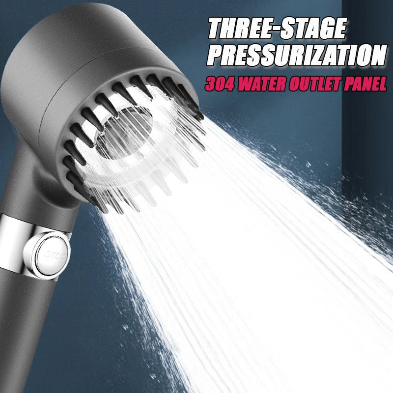 High-pressure Shower Head 3-mode Adjustable Spray with Massage Brush Filter Rain Shower Faucet Bathroom Accessories